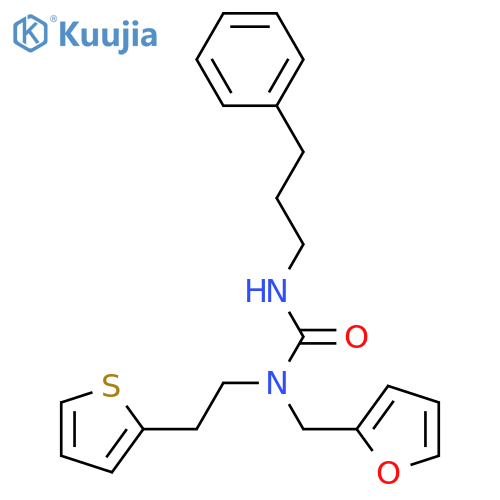 3-(furan-2-yl)methyl-1-(3-phenylpropyl)-3-2-(thiophen-2-yl)ethylurea structure