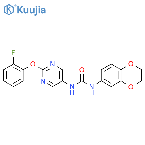 1-(2,3-dihydro-1,4-benzodioxin-6-yl)-3-[2-(2-fluorophenoxy)pyrimidin-5-yl]urea structure