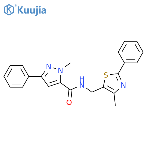 1-methyl-N-(4-methyl-2-phenyl-1,3-thiazol-5-yl)methyl-3-phenyl-1H-pyrazole-5-carboxamide structure