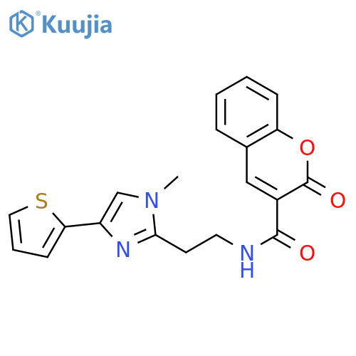 N-{2-[1-methyl-4-(thiophen-2-yl)-1H-imidazol-2-yl]ethyl}-2-oxo-2H-chromene-3-carboxamide structure