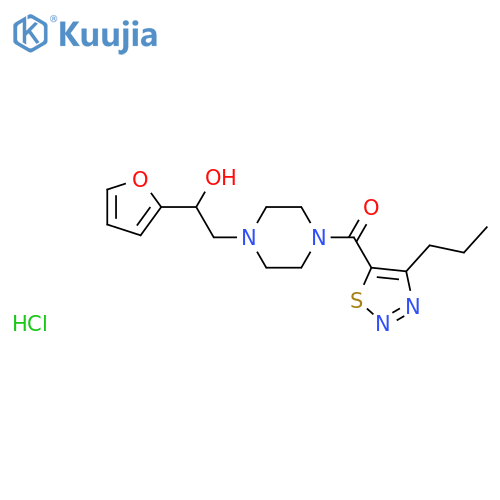 1-(furan-2-yl)-2-4-(4-propyl-1,2,3-thiadiazole-5-carbonyl)piperazin-1-ylethan-1-ol hydrochloride structure