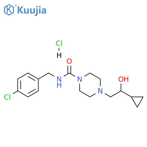 N-(4-chlorophenyl)methyl-4-(2-cyclopropyl-2-hydroxyethyl)piperazine-1-carboxamide hydrochloride structure