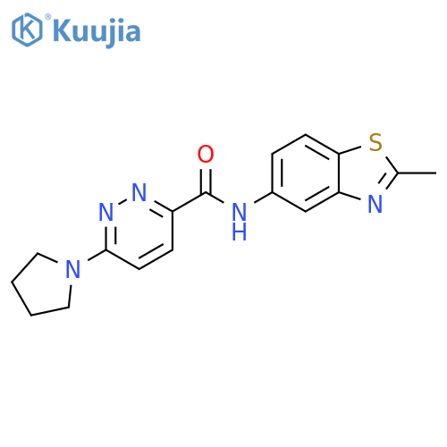 N-(2-methyl-1,3-benzothiazol-5-yl)-6-(pyrrolidin-1-yl)pyridazine-3-carboxamide structure