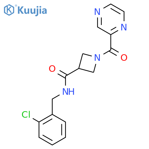 N-[(2-chlorophenyl)methyl]-1-(pyrazine-2-carbonyl)azetidine-3-carboxamide structure