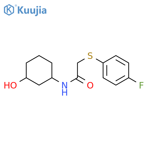2-[(4-fluorophenyl)sulfanyl]-N-(3-hydroxycyclohexyl)acetamide structure