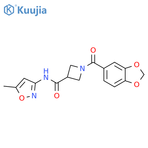 1-(2H-1,3-benzodioxole-5-carbonyl)-N-(5-methyl-1,2-oxazol-3-yl)azetidine-3-carboxamide structure