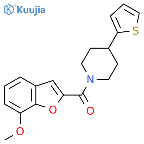 1-(7-methoxy-1-benzofuran-2-carbonyl)-4-(thiophen-2-yl)piperidine structure