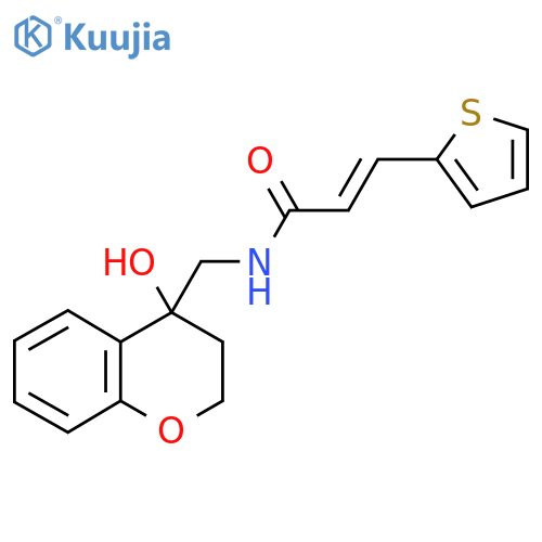 (2E)-N-(4-hydroxy-3,4-dihydro-2H-1-benzopyran-4-yl)methyl-3-(thiophen-2-yl)prop-2-enamide structure