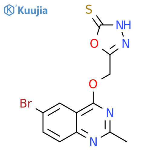 1,3,4-Oxadiazole-2(3H)-thione,5-[[(6-bromo-2-methyl-4-quinazolinyl)oxy]methyl]- structure