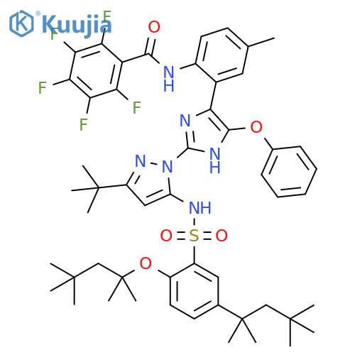 Benzamide,N-[2-[2-[3-(1,1-dimethylethyl)-5-[[[2-(1,1,3,3-tetramethylbutoxy)-5-(1,1,3,3-tetramethylbutyl)phenyl]sulfonyl]amino]-1H-pyrazol-1-yl]-5-phenoxy-1H-imidazol-4-yl]-4-methylphenyl]-2,3,4,5,6-pentafluoro- structure