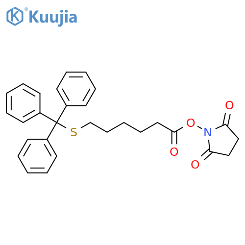 Hexanoic acid, 6-[(triphenylmethyl)thio]-, 2,5-dioxo-1-pyrrolidinyl ester structure