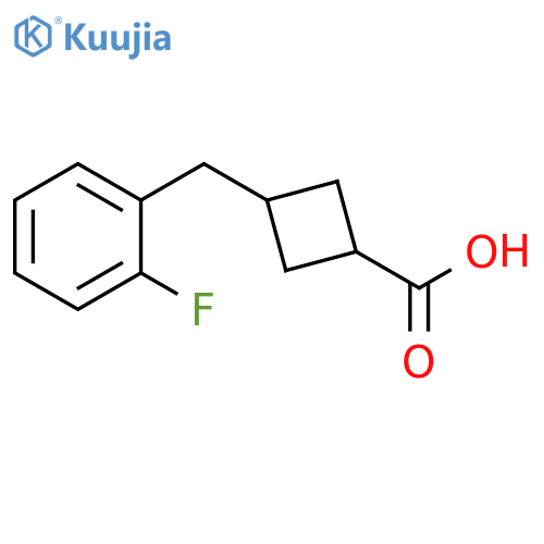 3-[(2-fluorophenyl)methyl]cyclobutane-1-carboxylic acid structure