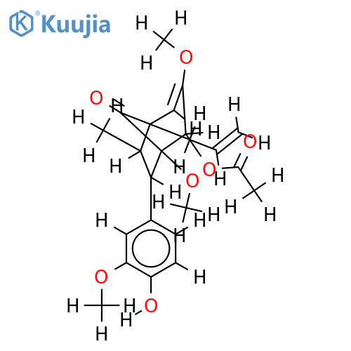 rel-(1'R,4'S,5'R,7S,8R)-Delta2',8'-4'-acetoxy-4-hydroxy-3,3',5'-trimethoxy-6'-oxo-8.1',7.5'-neolignan structure