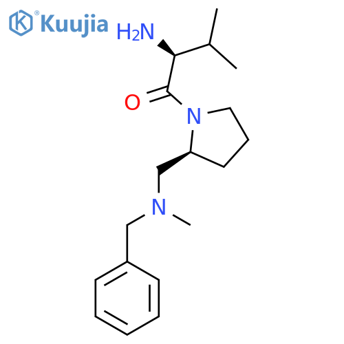 (S)-2-Amino-1-{(S)-2-[(benzyl-methyl-amino)-methyl]-pyrrolidin-1-yl}-3-methyl-butan-1-one structure