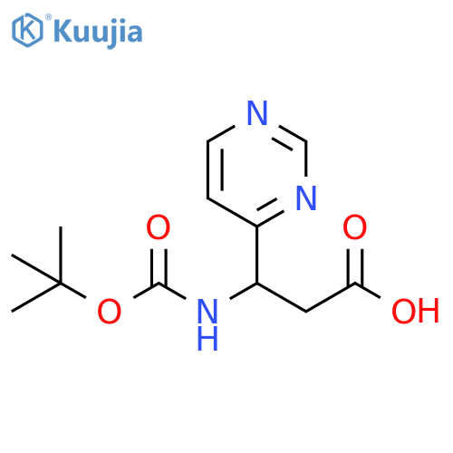 3-{(tert-butoxy)carbonylamino}-3-(pyrimidin-4-yl)propanoic acid structure