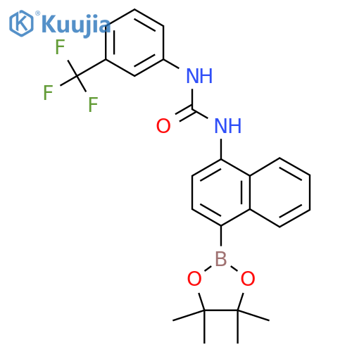 1-(4-(4,4,5,5-Tetramethyl-1,3,2-dioxaborolan-2-yl)naphthalen-1-yl)-3-(3-(trifluoromethyl)phenyl)urea structure