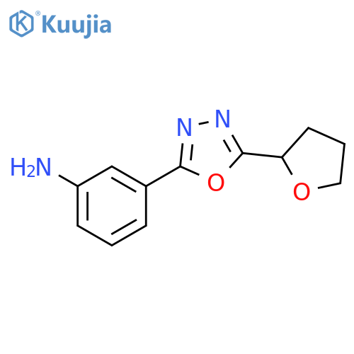 3-[5-(Tetrahydro-furan-2-yl)-[1,3,4]oxadiazol-2-yl]-phenylamine structure