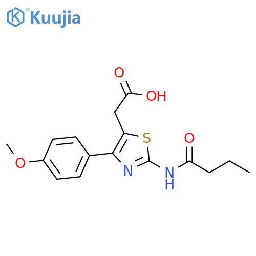 [2-Butyrylamino-4-(4-methoxy-phenyl)-thiazol-5-yl]-acetic acid structure