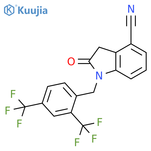 1-[[2,4-bis(trifluoromethyl)phenyl]methyl]-2-oxo-3H-indole-4-carbonitrile structure
