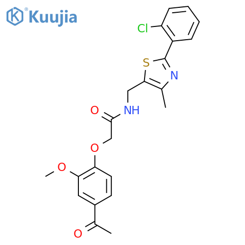 2-(4-acetyl-2-methoxyphenoxy)-N-{2-(2-chlorophenyl)-4-methyl-1,3-thiazol-5-ylmethyl}acetamide structure