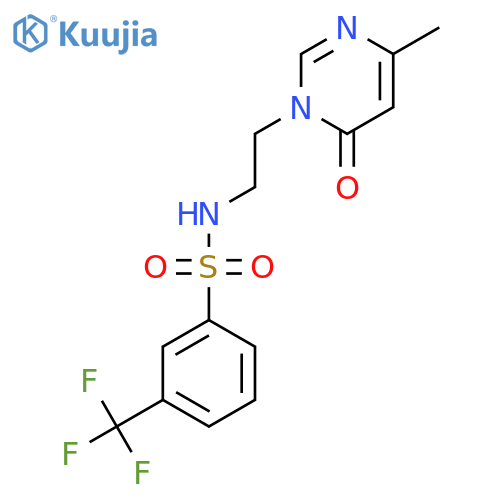 N-2-(4-methyl-6-oxo-1,6-dihydropyrimidin-1-yl)ethyl-3-(trifluoromethyl)benzene-1-sulfonamide structure