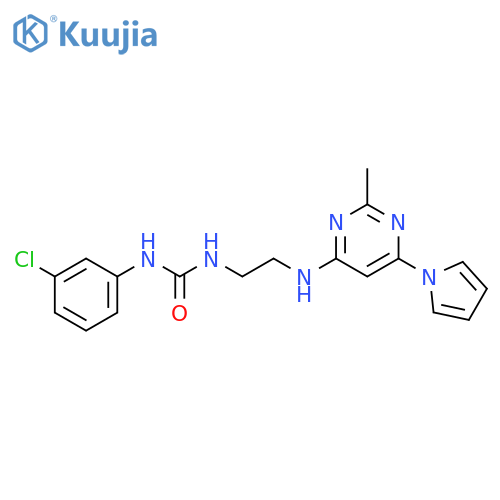 1-(3-chlorophenyl)-3-(2-{[2-methyl-6-(1H-pyrrol-1-yl)pyrimidin-4-yl]amino}ethyl)urea structure