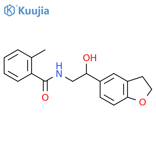 N-2-(2,3-dihydro-1-benzofuran-5-yl)-2-hydroxyethyl-2-methylbenzamide structure