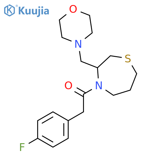 2-(4-fluorophenyl)-1-{3-[(morpholin-4-yl)methyl]-1,4-thiazepan-4-yl}ethan-1-one structure