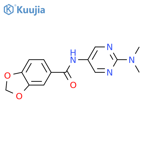 N-2-(dimethylamino)pyrimidin-5-yl-2H-1,3-benzodioxole-5-carboxamide structure
