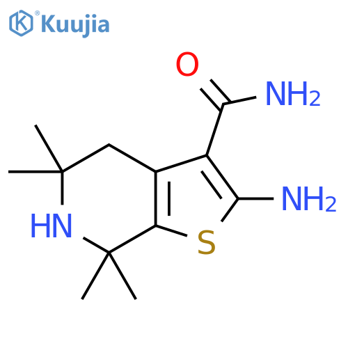 2-amino-5,5,7,7-tetramethyl-4H,5H,6H,7H-thieno[2,3-c]pyridine-3-carboxamide structure