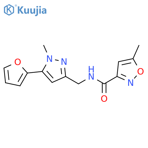 N-{[5-(furan-2-yl)-1-methyl-1H-pyrazol-3-yl]methyl}-5-methyl-1,2-oxazole-3-carboxamide structure