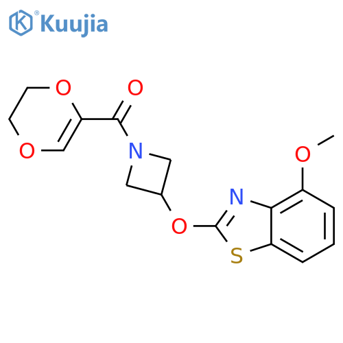 2-{[1-(5,6-dihydro-1,4-dioxine-2-carbonyl)azetidin-3-yl]oxy}-4-methoxy-1,3-benzothiazole structure