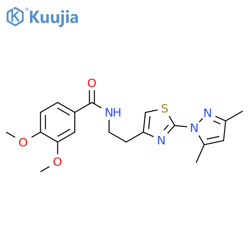 N-{2-[2-(3,5-dimethyl-1H-pyrazol-1-yl)-1,3-thiazol-4-yl]ethyl}-3,4-dimethoxybenzamide structure