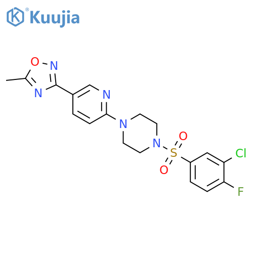 1-(3-chloro-4-fluorobenzenesulfonyl)-4-5-(5-methyl-1,2,4-oxadiazol-3-yl)pyridin-2-ylpiperazine structure