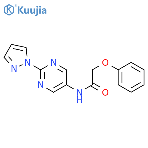 2-phenoxy-N-[2-(1H-pyrazol-1-yl)pyrimidin-5-yl]acetamide structure