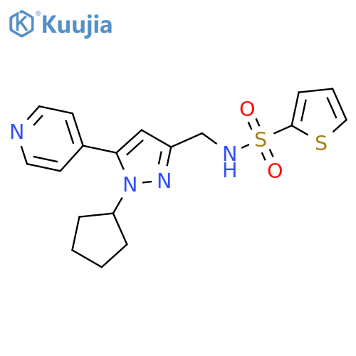 N-{[1-cyclopentyl-5-(pyridin-4-yl)-1H-pyrazol-3-yl]methyl}thiophene-2-sulfonamide structure