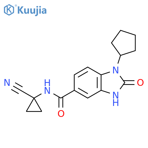 N-(1-cyanocyclopropyl)-1-cyclopentyl-2-oxo-2,3-dihydro-1H-1,3-benzodiazole-5-carboxamide structure