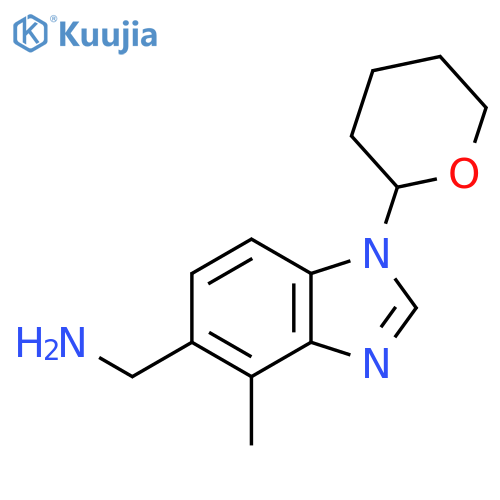(4-Methyl-1-(tetrahydro-2H-pyran-2-yl)-1H-benzodimidazol-5-yl)methanamine structure