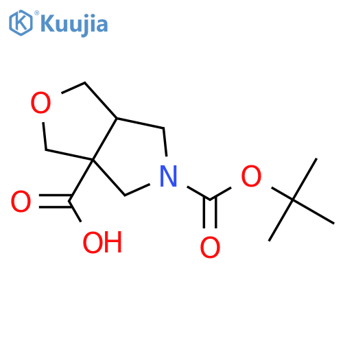 5-[(tert-butoxy)carbonyl]-hexahydro-1H-furo[3,4-c]pyrrole-3a-carboxylic acid structure