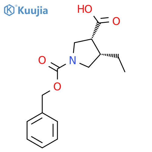 (3R,4S)-1-[(benzyloxy)carbonyl]-4-ethylpyrrolidine-3-carboxylic acid structure