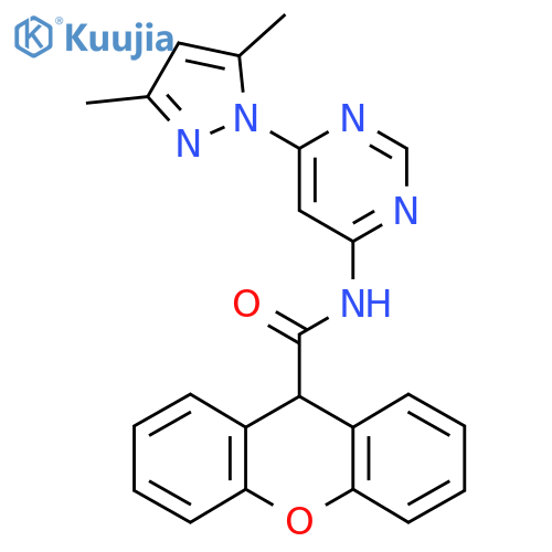 N-6-(3,5-dimethyl-1H-pyrazol-1-yl)pyrimidin-4-yl-9H-xanthene-9-carboxamide structure