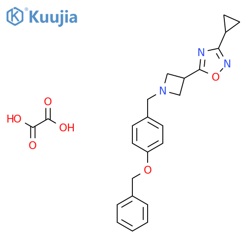 5-(1-{4-(benzyloxy)phenylmethyl}azetidin-3-yl)-3-cyclopropyl-1,2,4-oxadiazole; oxalic acid structure