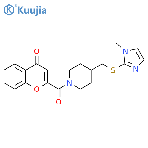 2-(4-{[(1-methyl-1H-imidazol-2-yl)sulfanyl]methyl}piperidine-1-carbonyl)-4H-chromen-4-one structure