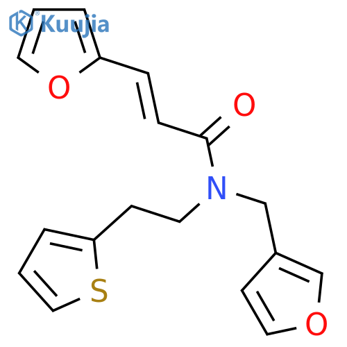 (2E)-3-(furan-2-yl)-N-(furan-3-yl)methyl-N-2-(thiophen-2-yl)ethylprop-2-enamide structure