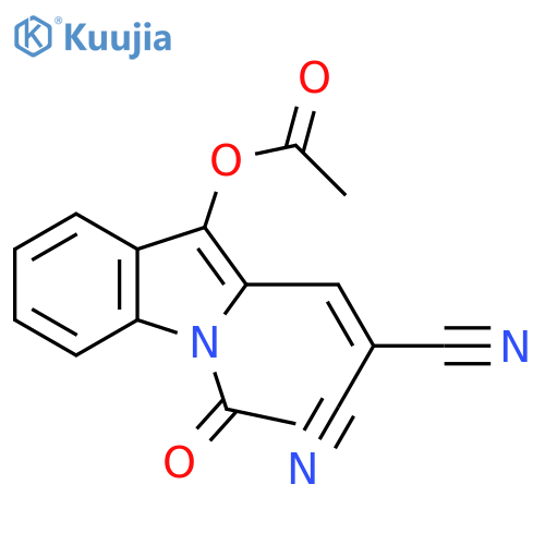 Propanedinitrile, 2-[[1-acetyl-3-(acetyloxy)-1H-indol-2-yl]methylene]- structure