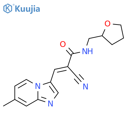 (E)-2-Cyano-3-(7-methylimidazo[1,2-a]pyridin-3-yl)-N-(oxolan-2-ylmethyl)prop-2-enamide structure