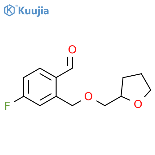 4-fluoro-2-{[(oxolan-2-yl)methoxy]methyl}benzaldehyde structure