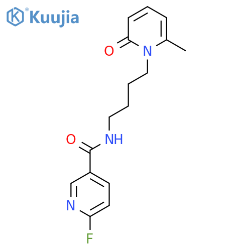 6-fluoro-N-[4-(6-methyl-2-oxo-1,2-dihydropyridin-1-yl)butyl]pyridine-3-carboxamide structure