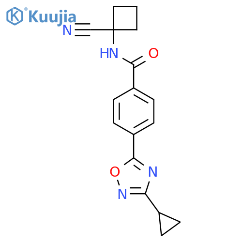 N-(1-cyanocyclobutyl)-4-(3-cyclopropyl-1,2,4-oxadiazol-5-yl)benzamide structure