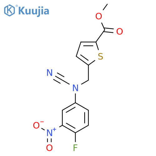 Methyl 5-{[cyano(4-fluoro-3-nitrophenyl)amino]methyl}thiophene-2-carboxylate structure